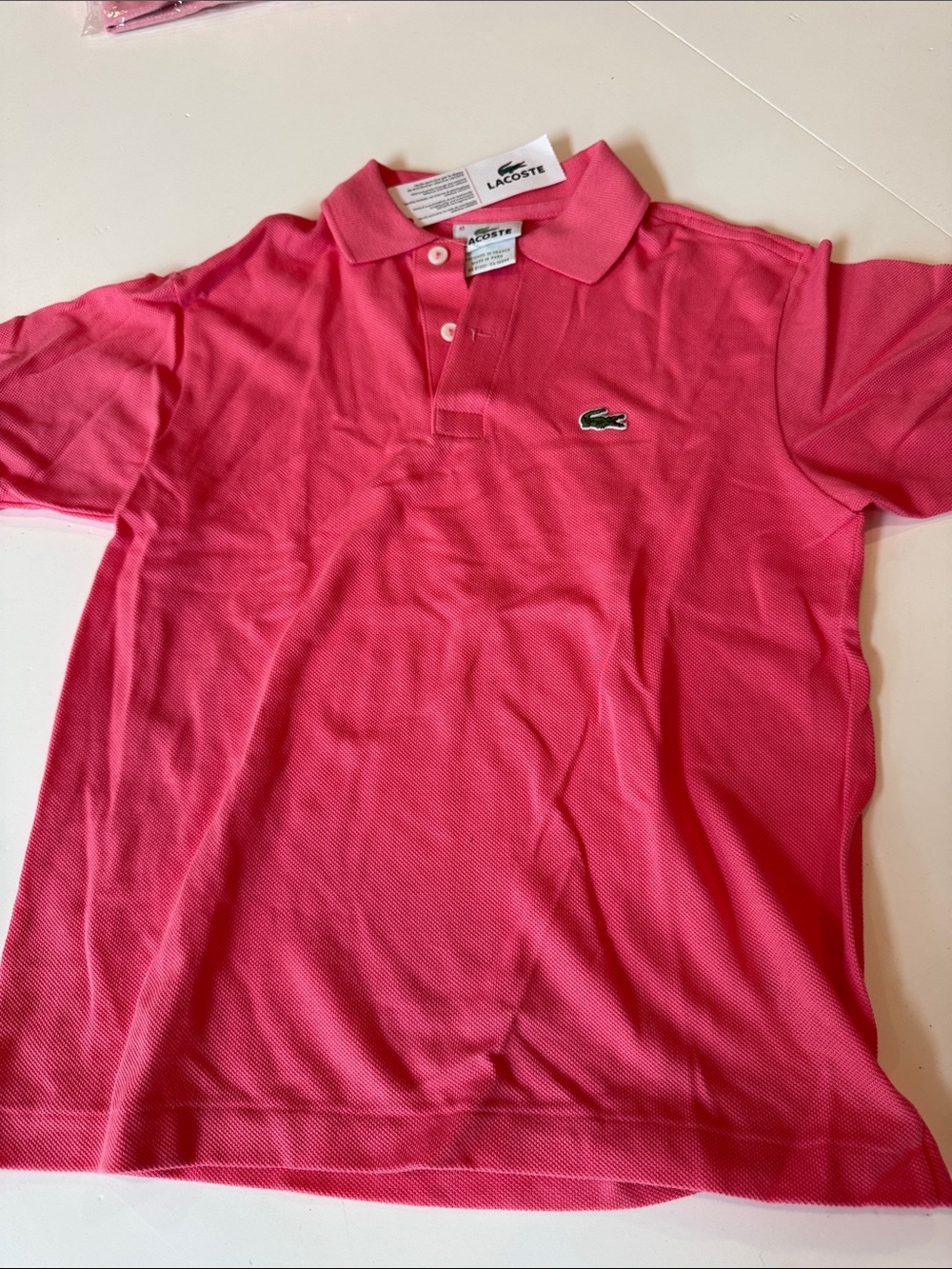 Lacoste Kids Pink Short Sleeve Cotton Polo with Crocodile Logo
